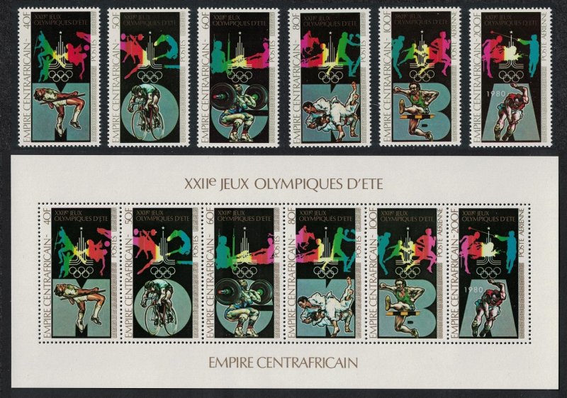 Central African Empire Moscow Olympics Pre-Olympic Year 6v+Sheetlet 1979 MNH