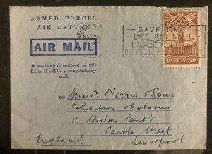 1945 Montreal Canada Armed Forces Air Letter Cover To Liverpool England