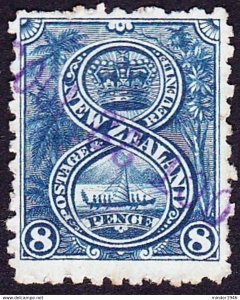 NEW ZEALAND 1903 8d Steel-Blue SG313a Used