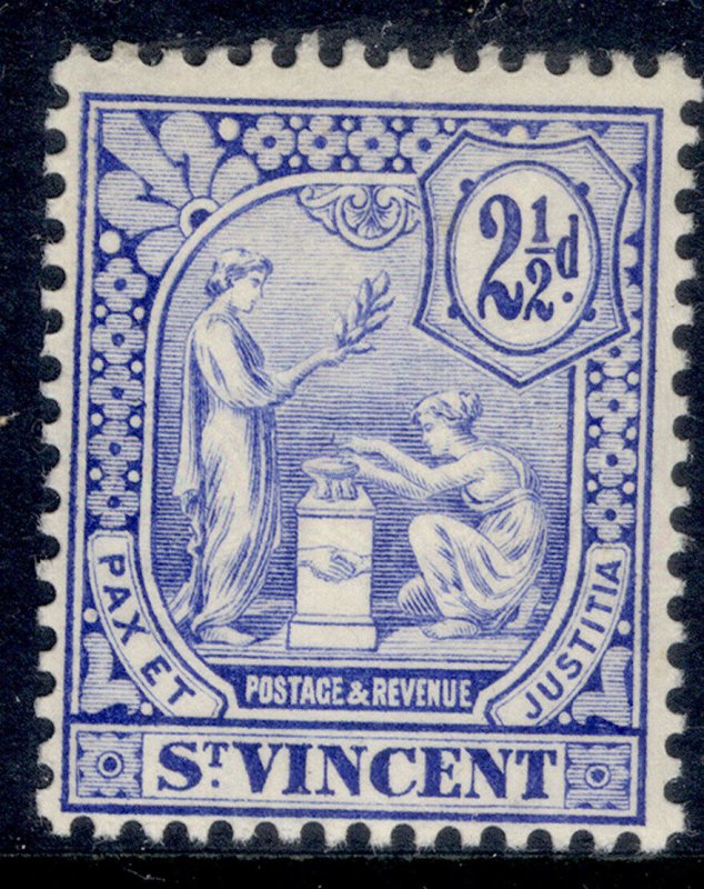 ST. VINCENT EDVII SG105, 2½d blue, LH MINT.