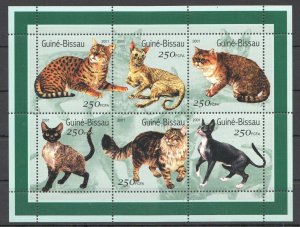 B0834 2001 Guinea-Bissau Fauna Pets Cats Gatos Kb Mnh