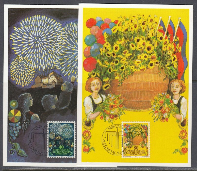 Liechtenstein Scott 708-9 Maxim Card - 1981 Europa Issue