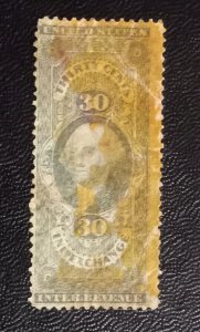US Scott #R52c Used Revenue Inland Exchange 30c (1862):