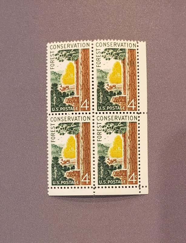 1122, Forest Conservation, Block of 4 with selvage, Mint OGNH, CV $2.00