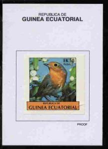 Equatorial Guinea 1977 Birds 50EK Robin proof in issued c...