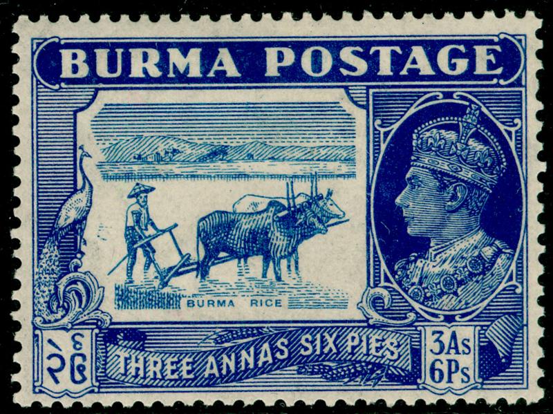 BURMA SG27, 3a 6p light blue & blue, M MINT.