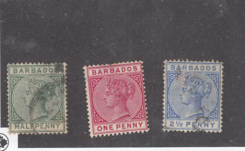 BARBADOS # 60-62 QUEEN VICTORIA SELECTION CAT VALUE $64+