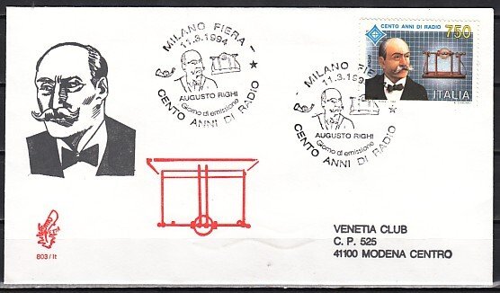 Italy, Scott cat. 1964. Radio Centenary issue. First day cover. ^
