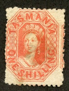 Tasmania, Scott #34d, Unused, No Gum, Perfs on Lft