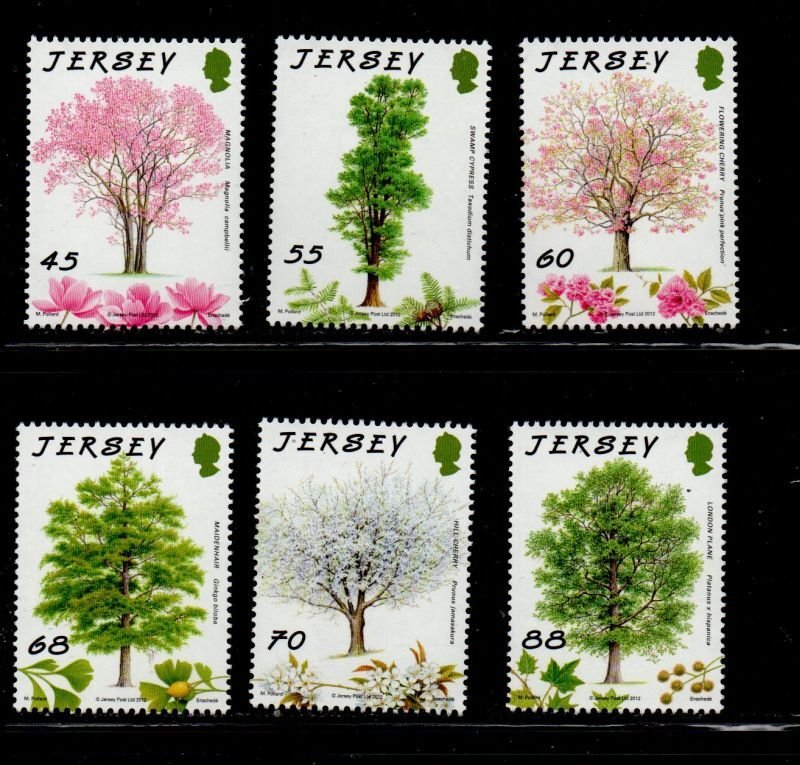 Jersey Sc  1595-1600  2012 Trees stamp set mint NH