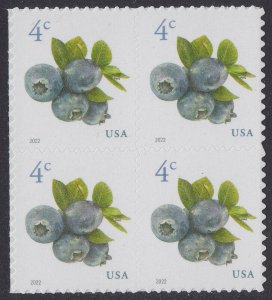 US 5652 Blueberries 4c block (4 stamps) MNH 2022 