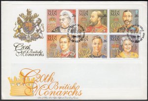 ISLE OF MAN - 1999 20th CENTURY OF BRITISH MONARCHS - MS - FDC
