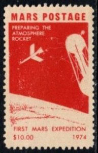 1974 US Poster Stamp $10.00 Mars Postage Preparing The Atmosphere Rocket