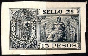 1898-1899 Spanish West Indies Revenue Sello 2 15 Pesos Document Stamp