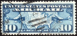 1926, US 10c, Map of the USA, Used, Sc C7