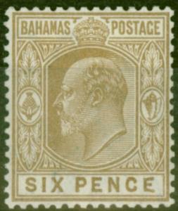 Bahamas 1906 6d Bistre-Brown SG74a Malformed E Fine Mtd Mint