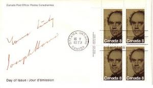 Canada FDC, Official, Plate Block, Unaddressed #616