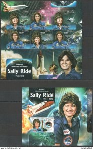 2012 Mozambique First American Woman In Space Sally Ride Nasa Bl+Kb ** Bc1184