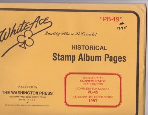 KAPPYSstamps WHITE ACE PLATE BLOCK PAGES SUPPLEMENT PB-49 FOR 1997 #24