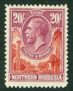 SG 17 Northern Rhodesia 1925-29. 20/- carmine-red & rose purple. Fine unmount...