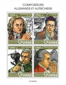Guinea 2019 MNH Music Stamps German & Austrian Composers Bach Mozart 4v M/S