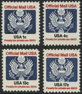 #O127-O130 Official Mail, 4 Singles, Mint **ANY 5=FREE SHIPPING**