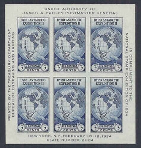 Sc 735 Byrd Antarctic Expedition  MNH - 1934 US National Stamp Expo Sheet -