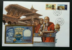 Nepal Heritage 1989 Culture Building Temple Buddha FDC (banknote cover) *Rare