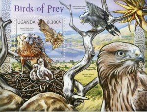 Uganda Birds of Prey on Stamps 2012 MNH Harriers Buzzards Hawks 1v S/S