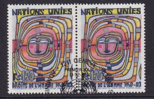 United Nations Geneva #120 cancelled 1983 Hundertwasser 1.20fr pair human rights