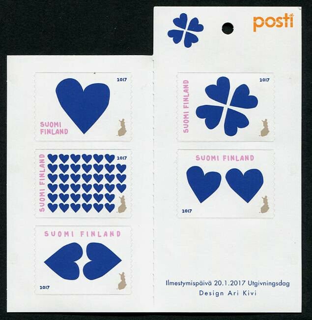 HERRICKSTAMP NEW ISSUES FINLAND Sc.# 1531 Blue Hearts Self-Adh. Booklet