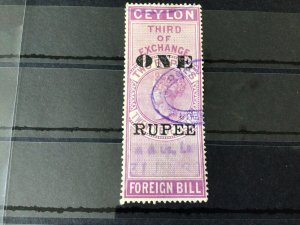 Ceylon Queen Victoria Foreign Bill Overprint Stamp Ref 56473
