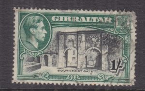 GIBRALTAR, 1938 KGVI perf. 14, 1s. Black & Green, used.