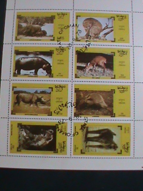 OMAN STAMP 1973 COLORFUL LOVELY WORLD ENDANGER ANIMALS-CTO MINI SHEET VF