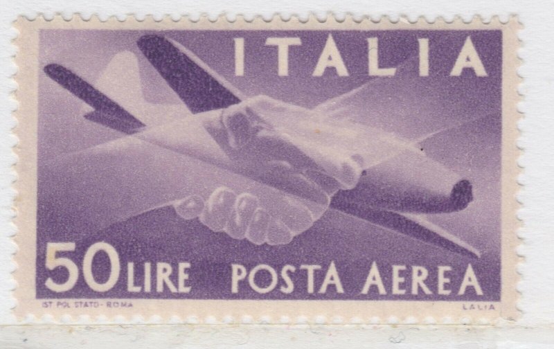 ITALIA Posta Aerea 1947-55 50 Lire Filigrana Ruota Nuovo MNH** A27P26F23487