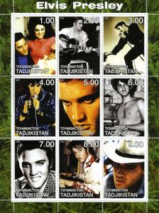 Tajikistan 2000 ELVIS PRESLEY Sheet (9) Perforated Mint (NH)