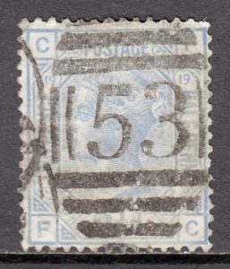 Great Britain - Scott #68 - Plate 19 - CF - Used - 2 perf creases - SCV $42.50
