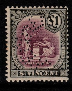 ST.VINCENT SG141s 1928 £1 BLACK & MAUVE SPECIMEN MTD MINT