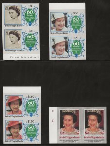 BRITISH VIRGIN ISLANDS 1986 60TH BIRTHDAY QUEEN ELIZABETH II, IMPERF PAIRS SET