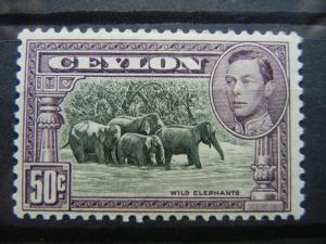 Ceylon 1942 50c Elephants p 11