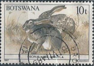 Botswana 411 (used) 10t scrub hare (1987)