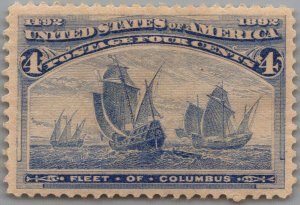 US 233 MH VF 4c ultramarine Fleet of Columbus Ships Columbian ZAYIX 1223X0044