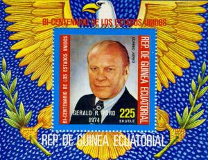 Equatorial Guinea 1976 GERALD FORD AMERICAN BICENTENNIAL s/s Perforated Mint NH