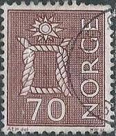 Norway 468 (used) 70ø, boatswain’s knot, brown (1970)