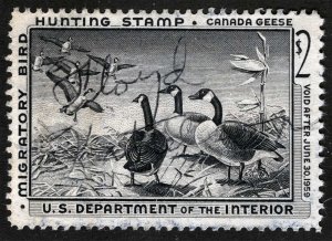 US Sc RW25 Multicolor $2.00 1958 M/S Signed No Gum Duck Stamp