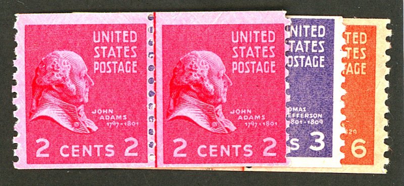 U.S. #841, 842, 846 MINT LINE PAIRS OG NH