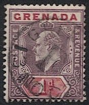 GRENADA 1902 Sc 49, 1d KE, used VF - Scarce F (Carriacou, Grenadines) cancel