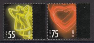 Iceland MNH 2006 Scott #1091-#1092 Set of 2 Angel, Heart - Christmas