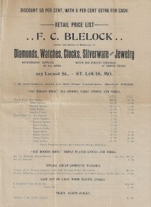 1900s - Watch and Fine Goods Wholesaler Pricelist - Ephemera 1113