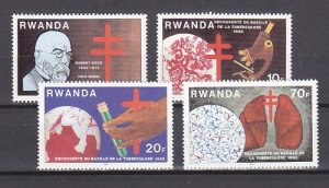 Rwanda, Scott cat. 1103-1106. Dr. Koch, T-B Centenary issue.